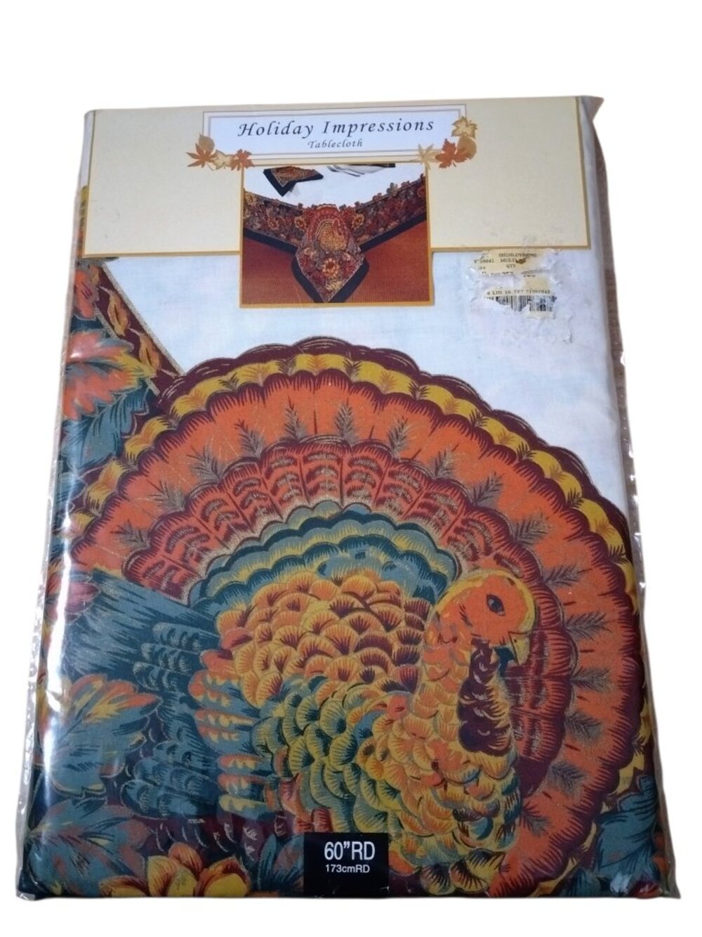 Holiday Impressions  60 Inch Round Fabric Thanksgiving Tablecloth Fall Celebrate